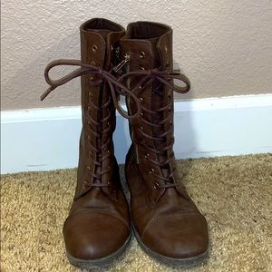 Brown combat boots